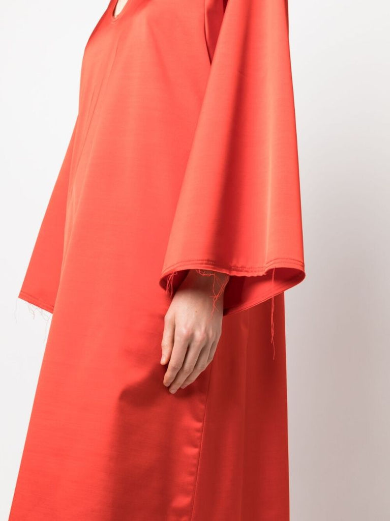 Orange Plunging U-neck Shift Dress