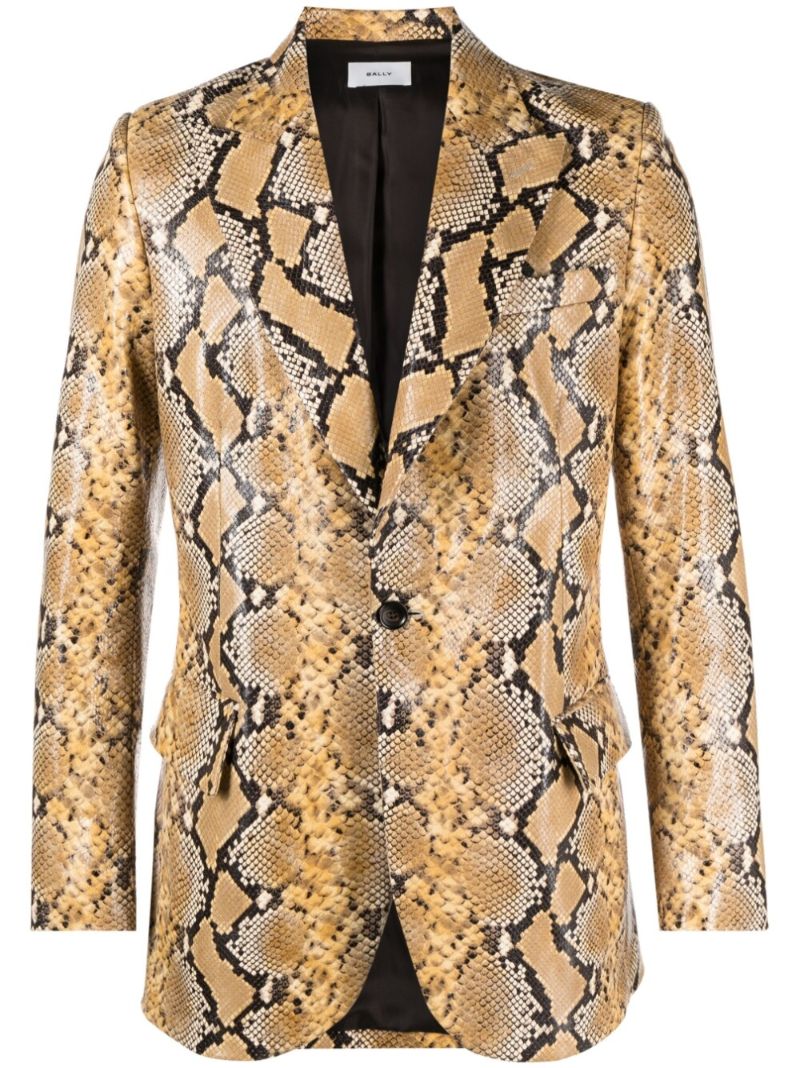 Yellow Snakeskin-effect Leather Blazer