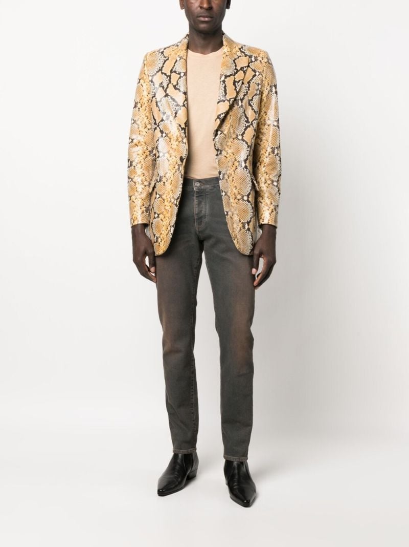 Yellow Snakeskin-effect Leather Blazer