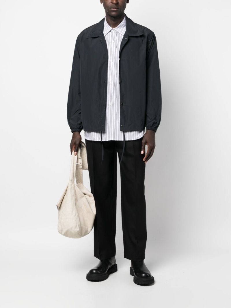 Black Drawstring Shirt Jacket