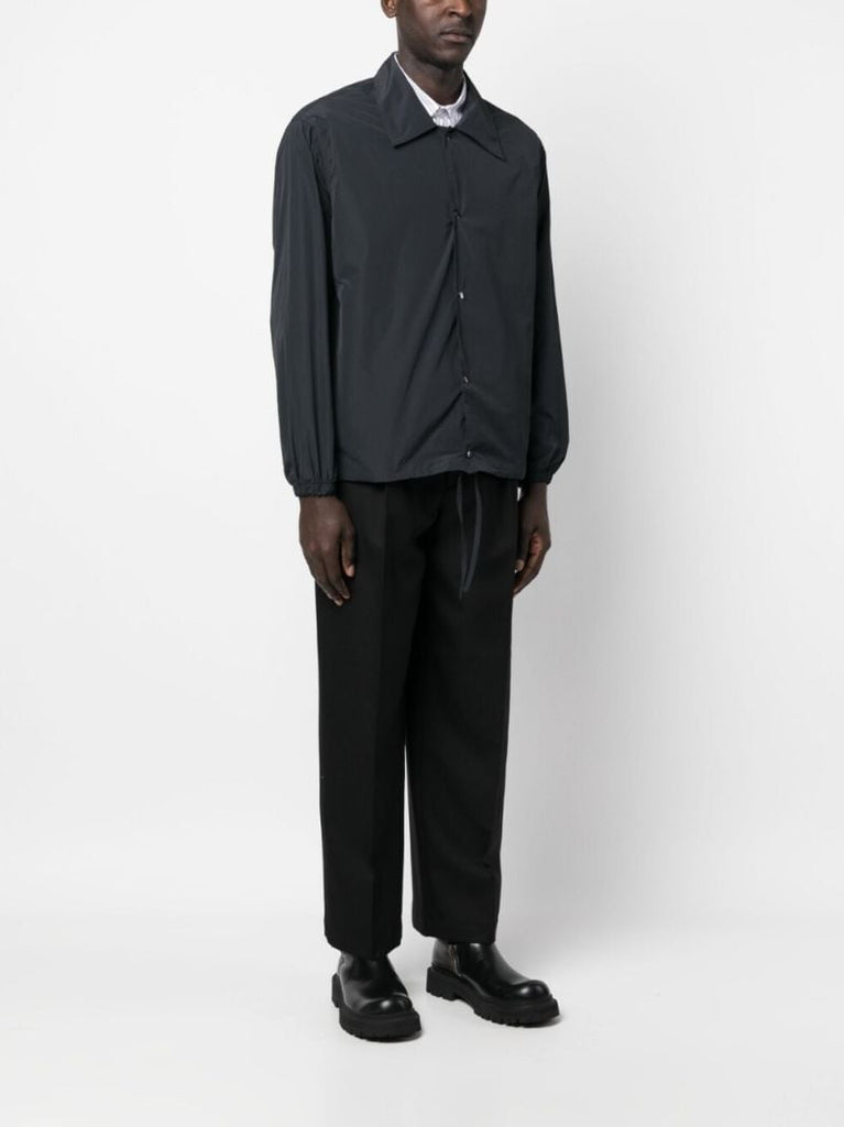 Black Drawstring Shirt Jacket