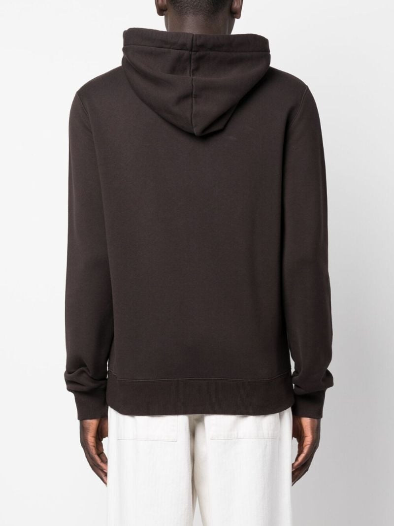 Brown Logo Embroidered Drawstring Hoodie