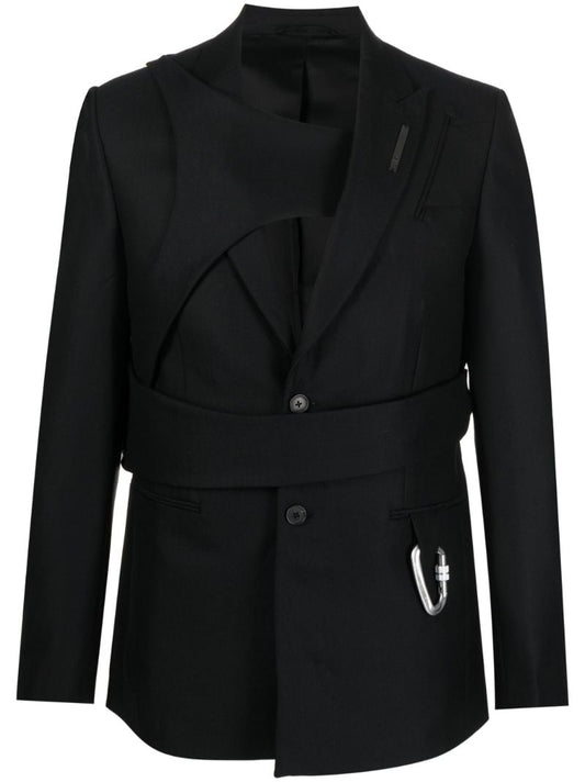 Black Harness Single-breasted Wool Blazer