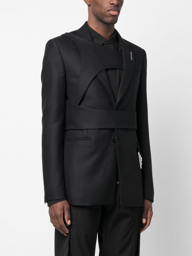 Black Harness Single-breasted Wool Blazer