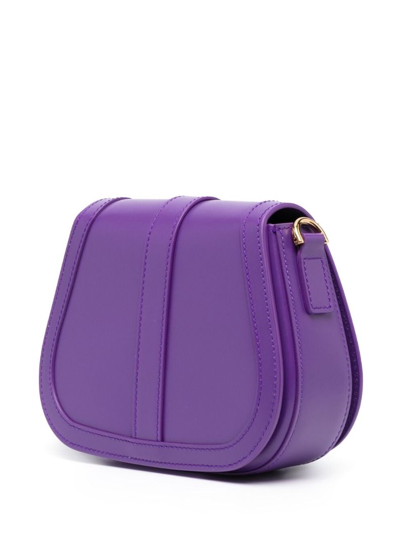 Purple Greca Plaque Crossbody Bag