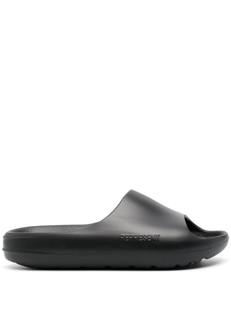 Black Logo Embossed Slides