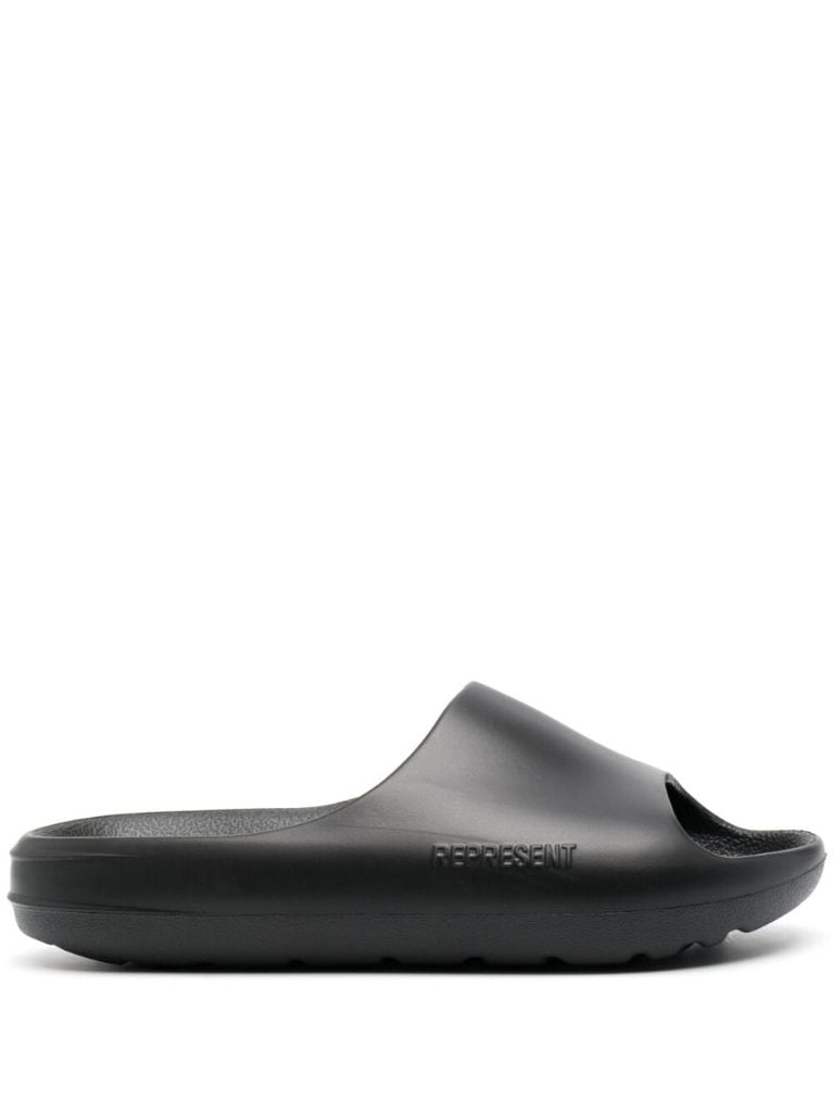 Black Logo Embossed Slides