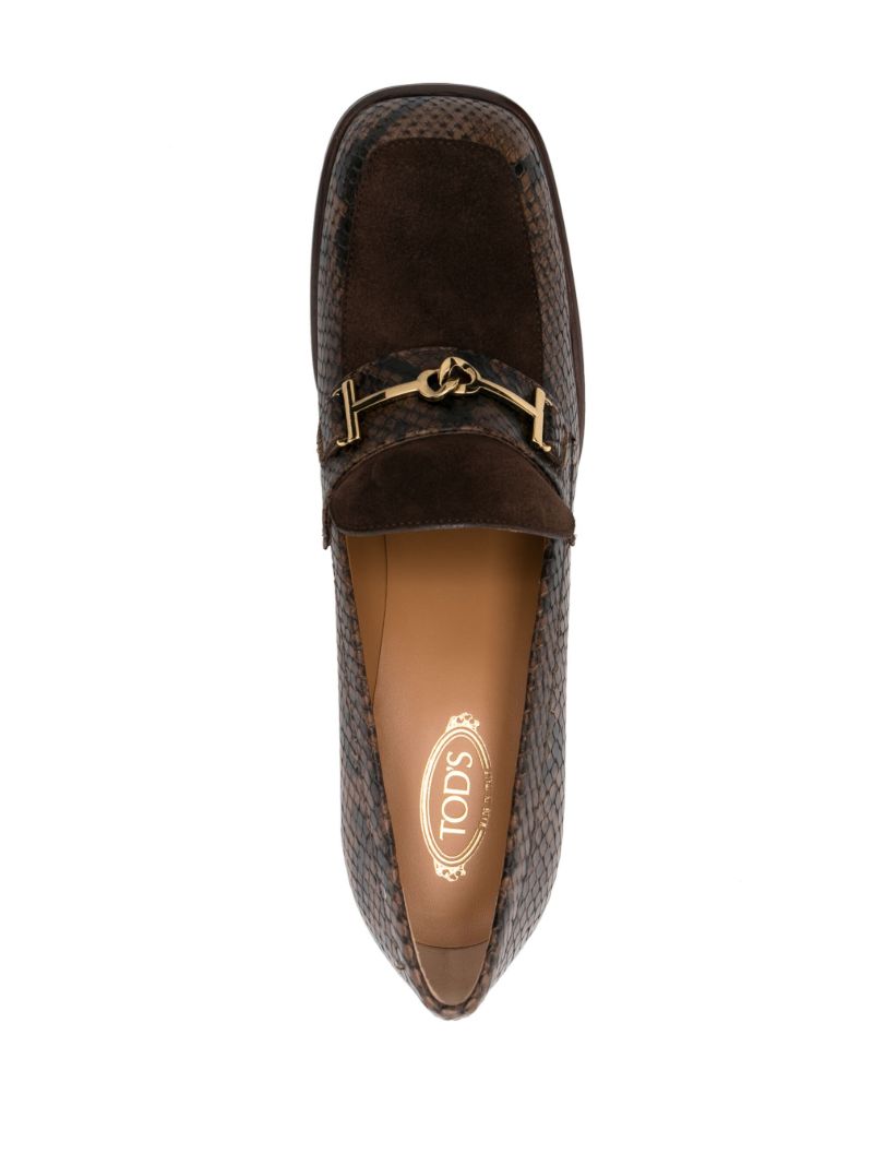Brown 85 Snakeskin-effect Leather Loafers