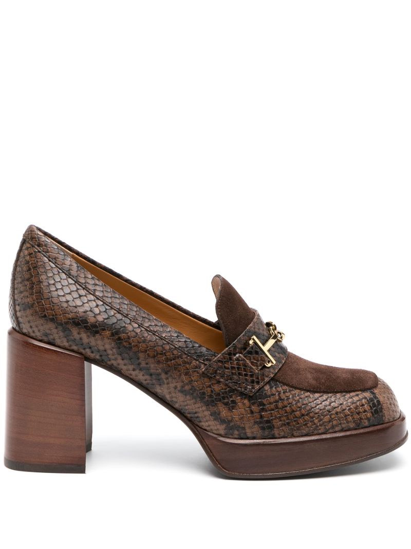 Brown 85 Snakeskin-effect Leather Loafers