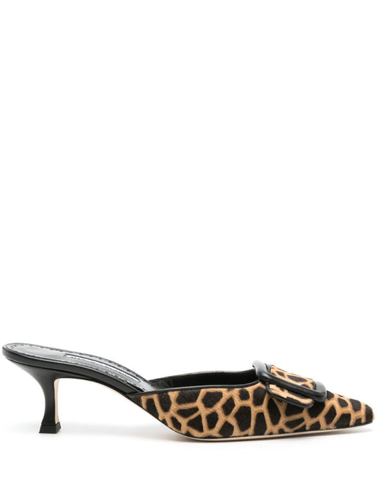 Black Maysale 50 Leopard-print Mules