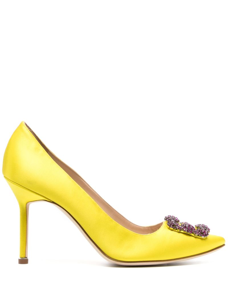 Yellow Hangisi 90 Crystal Satin Pumps