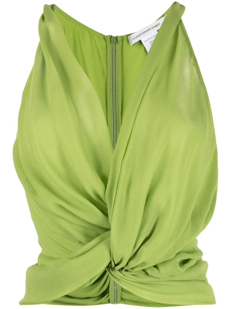 Green Springs Gathered Silk Top