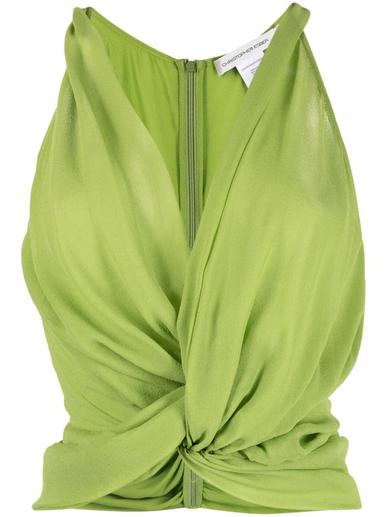 Green Springs Gathered Silk Top