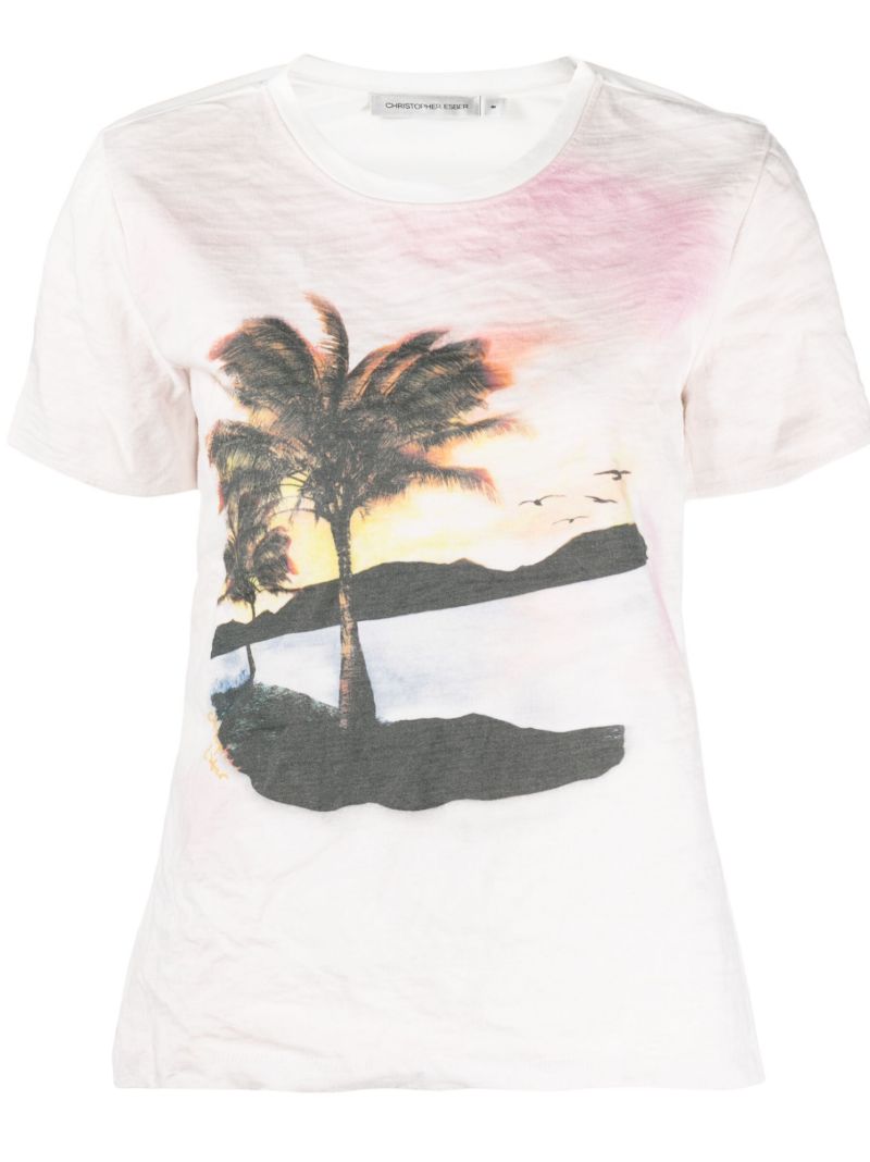 White Lost Souvenir Print Cotton T-shirt