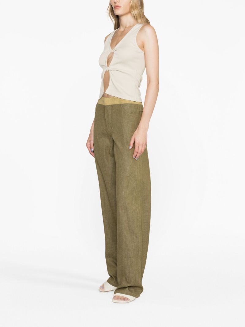 Neutral Open Twist Ribbed-knit Top