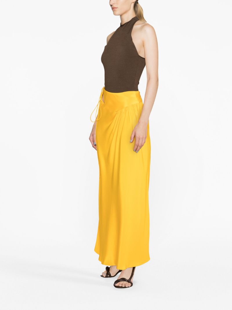 Orange Triquetra Gathered Silk Skirt