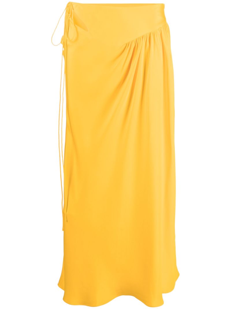 Orange Triquetra Gathered Silk Skirt