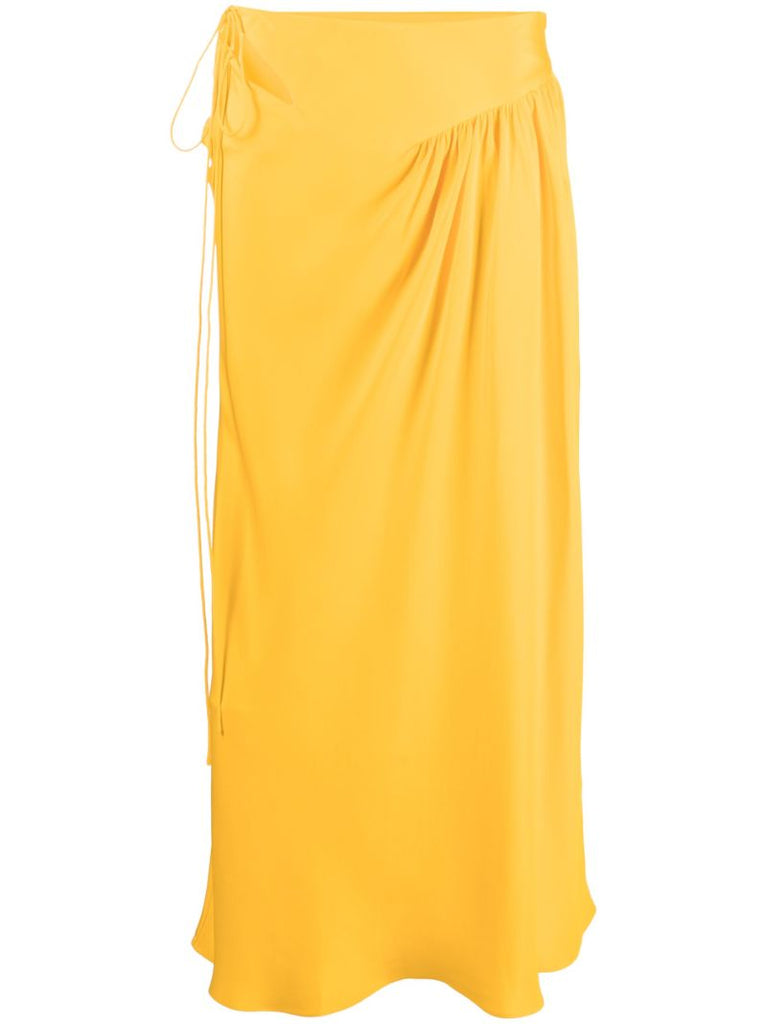 Orange Triquetra Gathered Silk Skirt