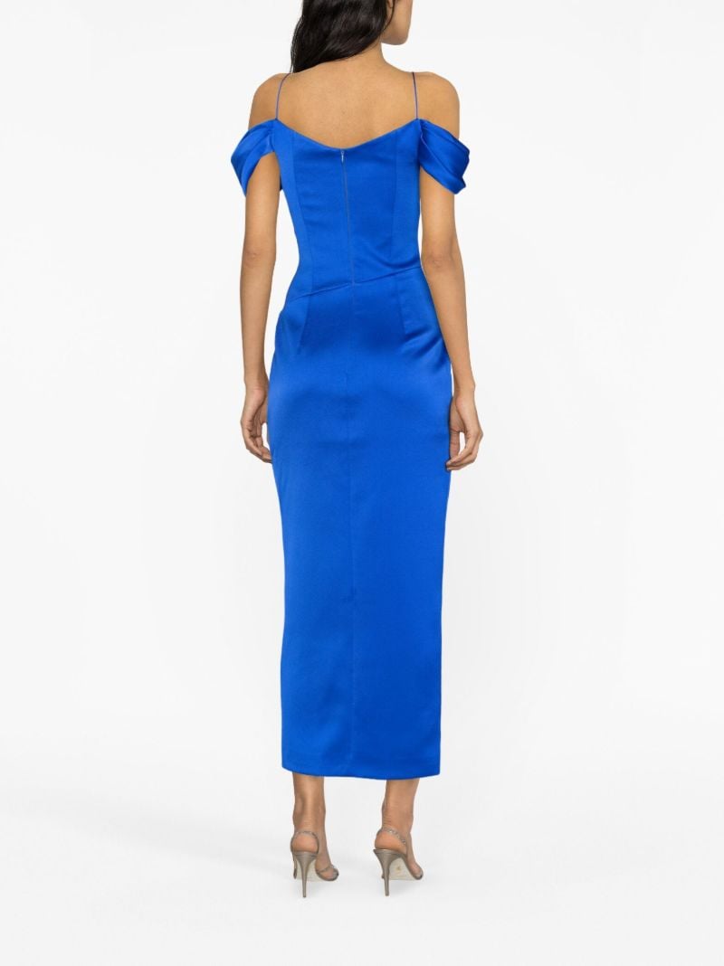 Blue Off-shoulder Satin Gown