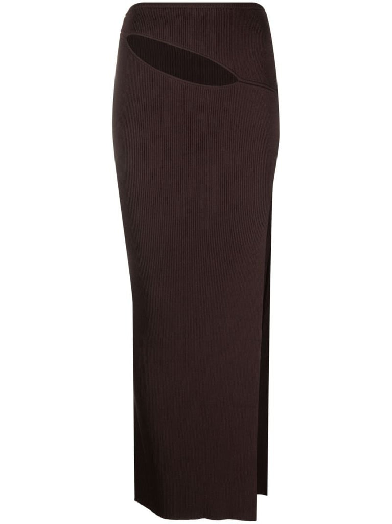 Brown Hip-slashed Skirt
