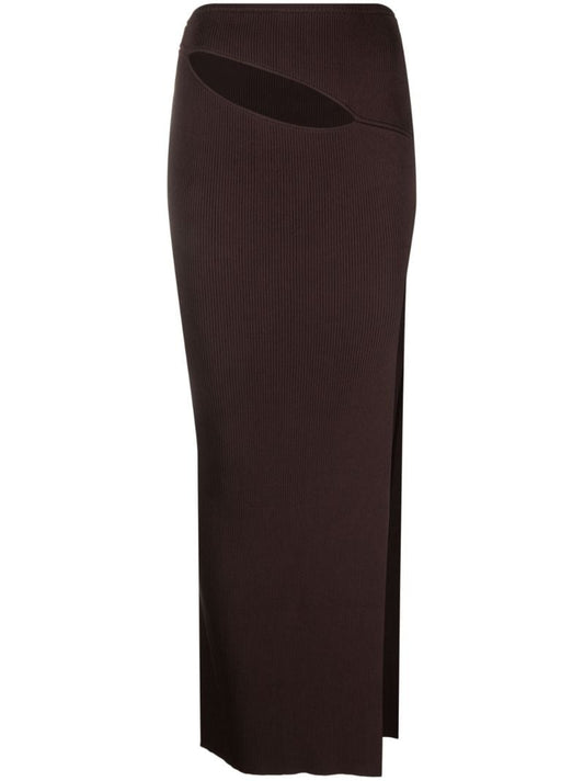 Brown Hip-slashed Skirt