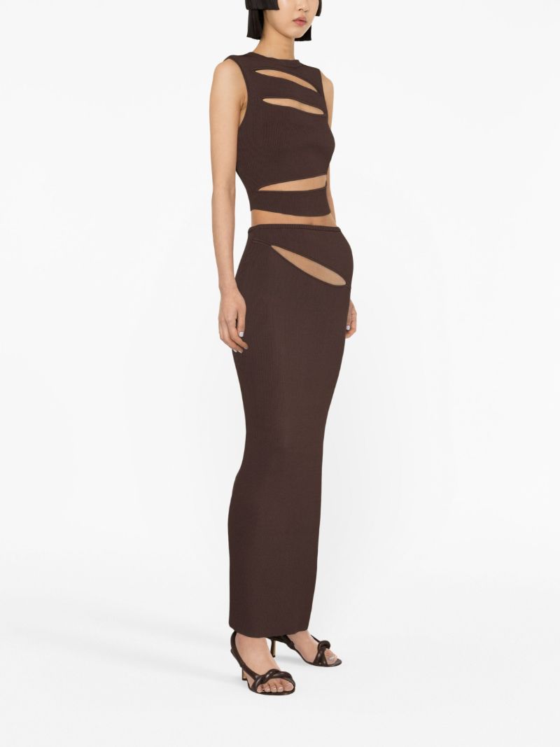Brown Hip-slashed Skirt