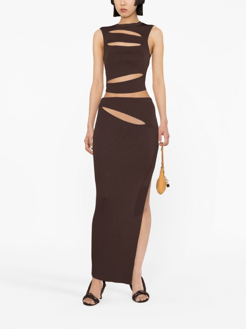 Brown Hip-slashed Skirt