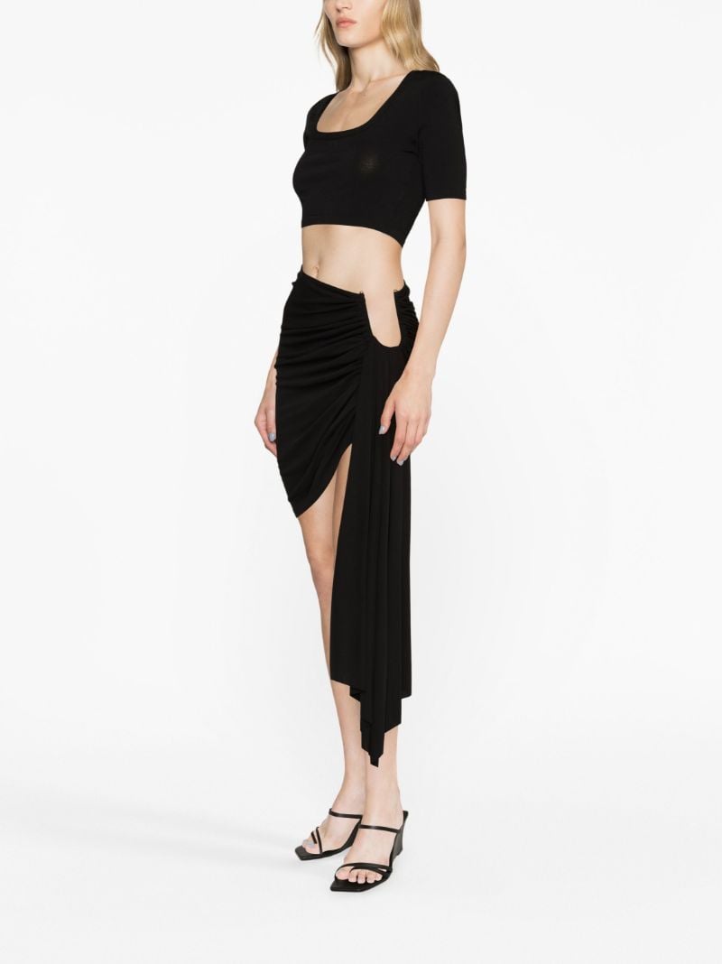 Black Arced Palm Draped Mini Skirt