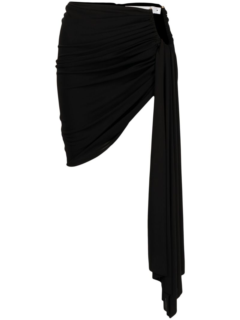 Black Arced Palm Draped Mini Skirt