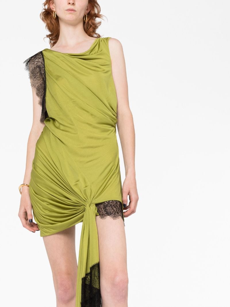 Green Galathea Lace-trimmed Mini Dress