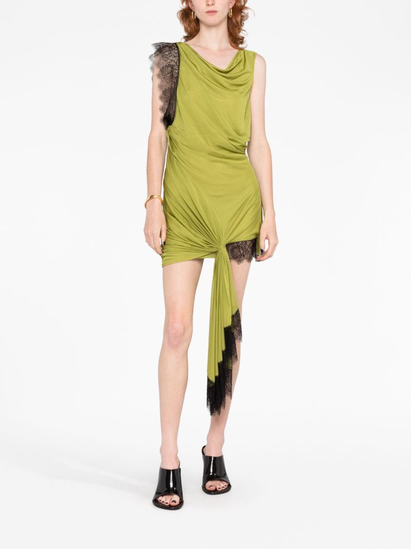 Green Galathea Lace-trimmed Mini Dress