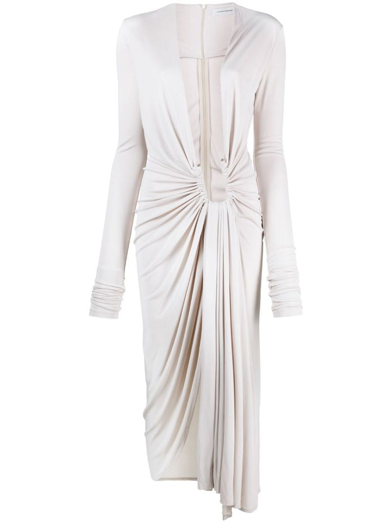 Neutral Arced Palm Midi Dress