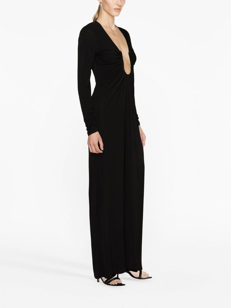 Black Arced Palm Maxi Dress