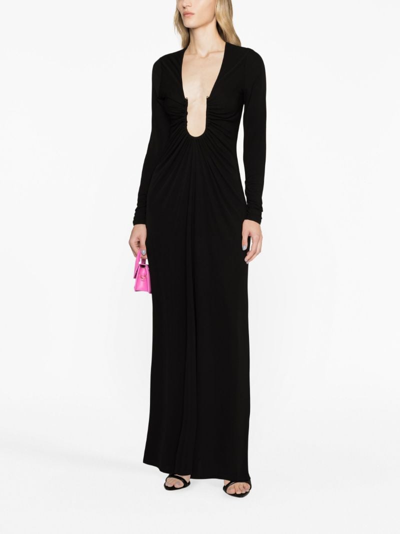 Black Arced Palm Maxi Dress
