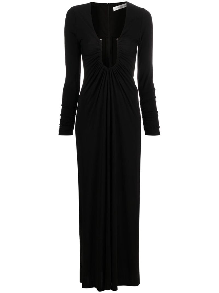 Black Arced Palm Maxi Dress