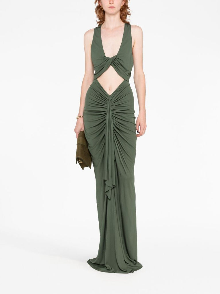 Green Vivenda Draped Maxi Dress