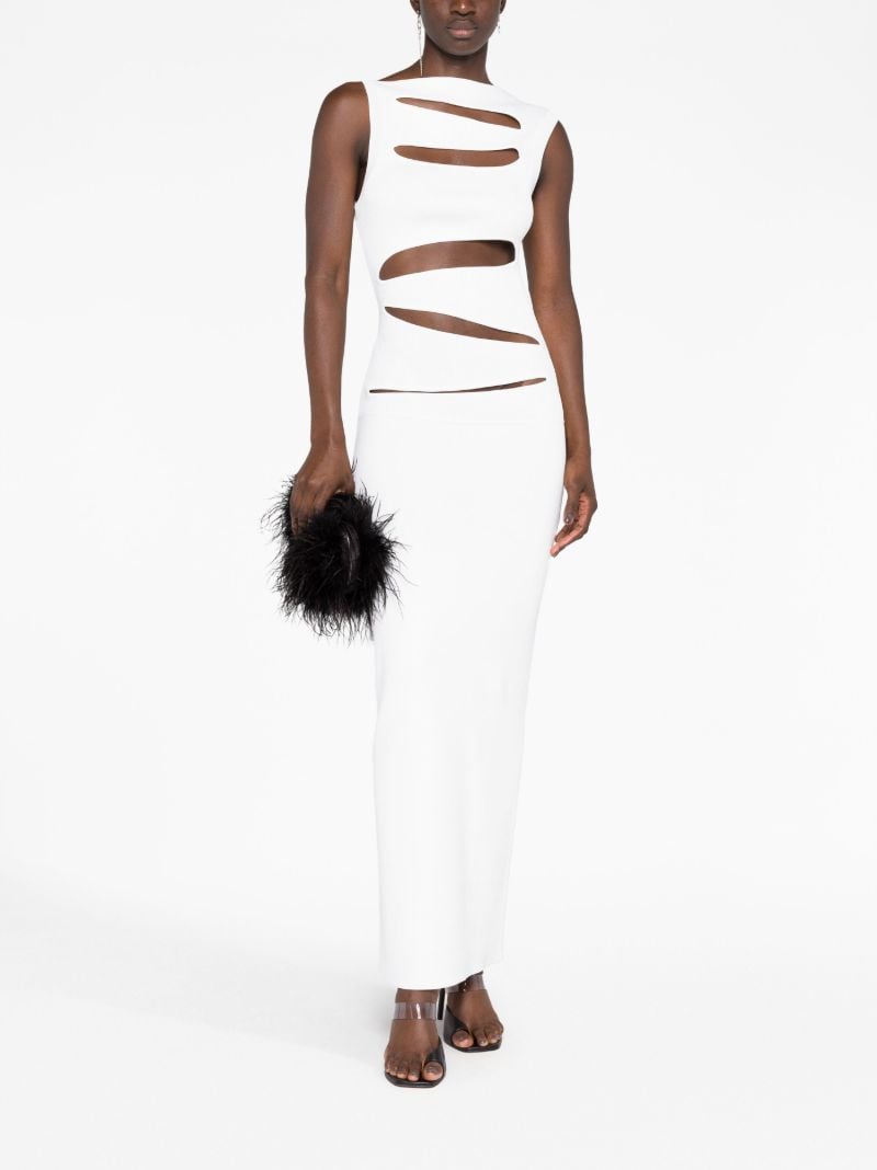 White Slash Ribbed-knit Maxi Dress
