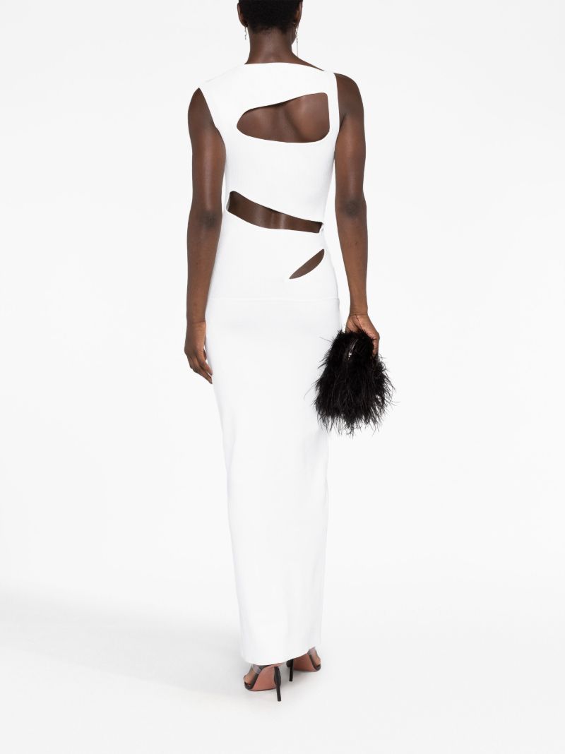 White Slash Ribbed-knit Maxi Dress