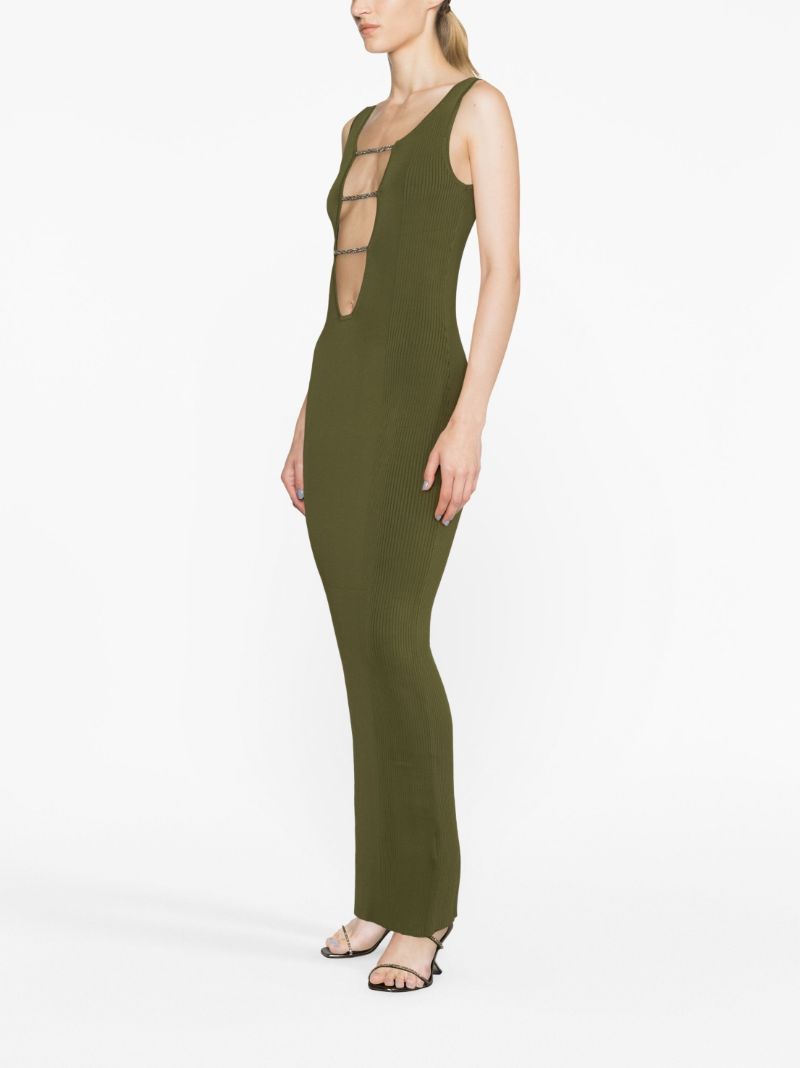 Green Crystalline Lattice Maxi Dress