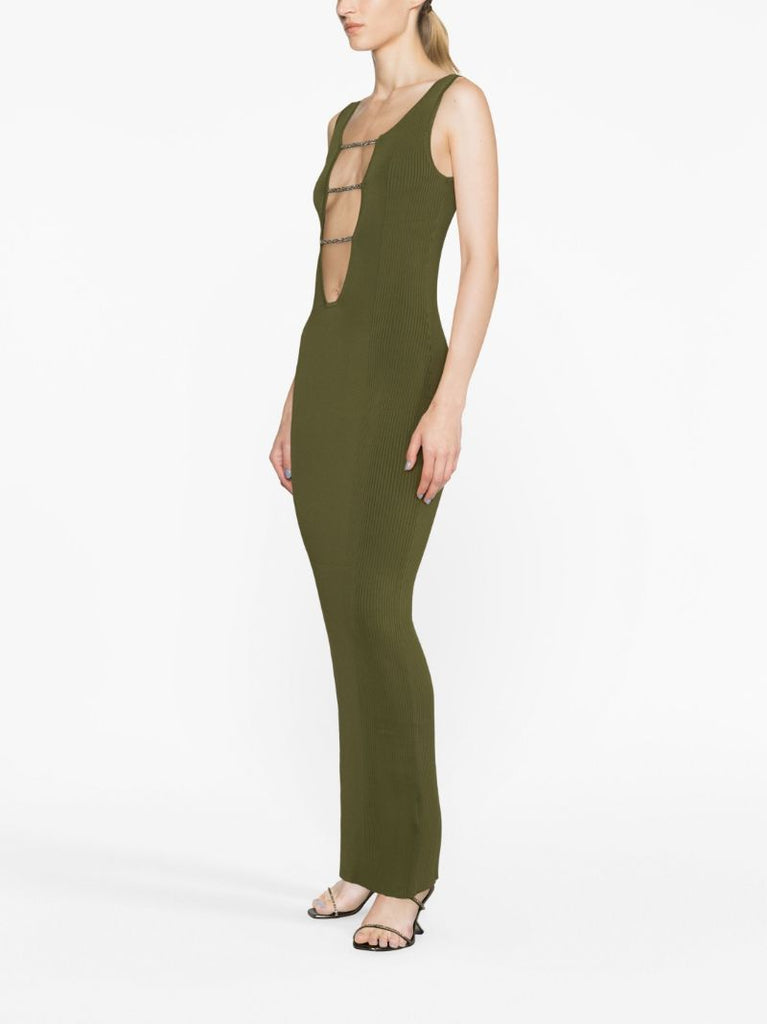 Green Crystalline Lattice Maxi Dress