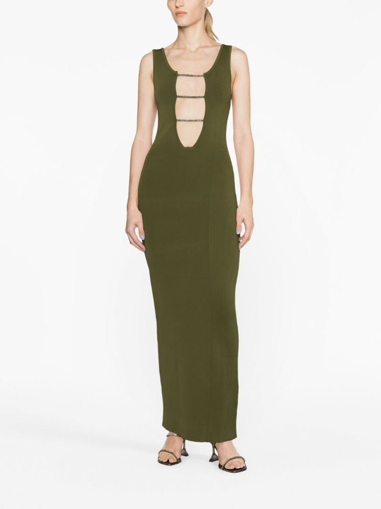 Green Crystalline Lattice Maxi Dress