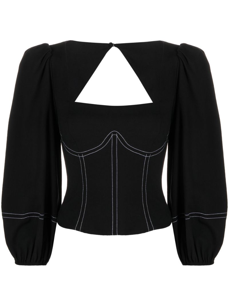 Black Ember Balloon-sleeved Corset Top