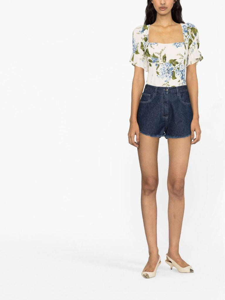 White Constance Floral Print Top