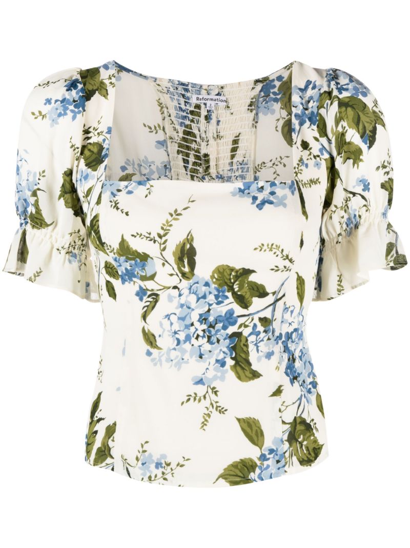 White Constance Floral Print Top