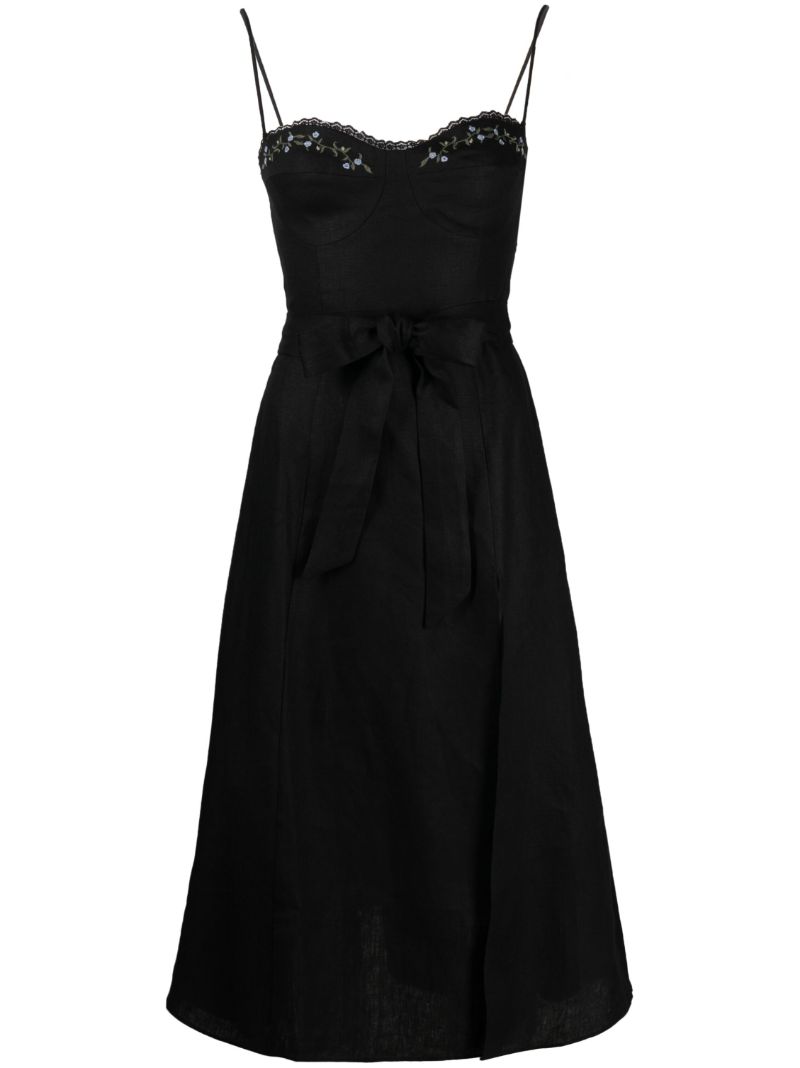 Black Kieryn Linen Midi Dress