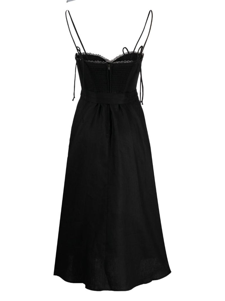 Black Kieryn Linen Midi Dress