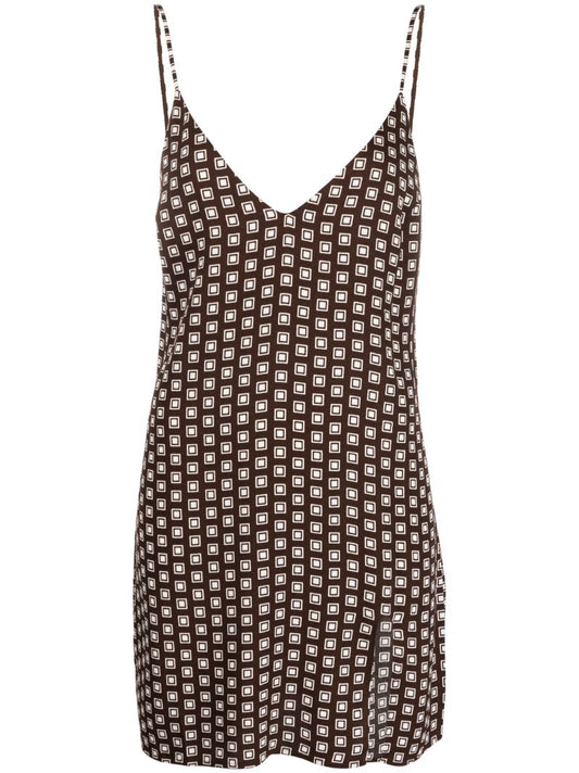 Brown Marlowe Geometric Print Mini Dress