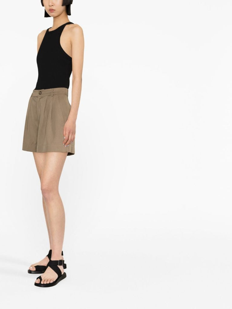 Brown Mason Pleated Shorts