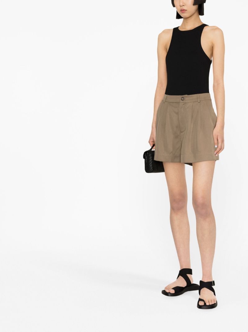 Brown Mason Pleated Shorts