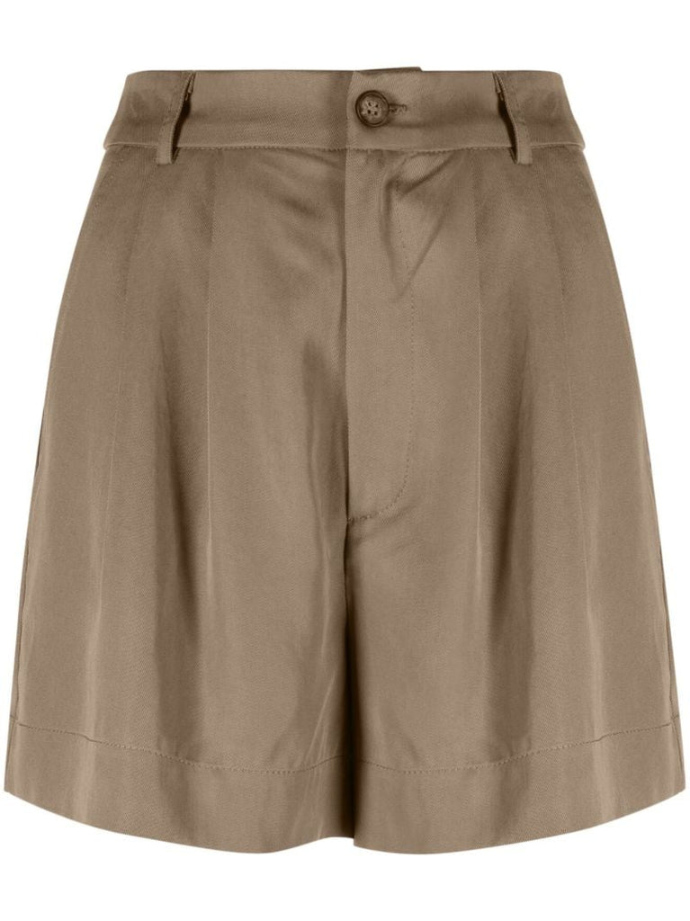 Brown Mason Pleated Shorts